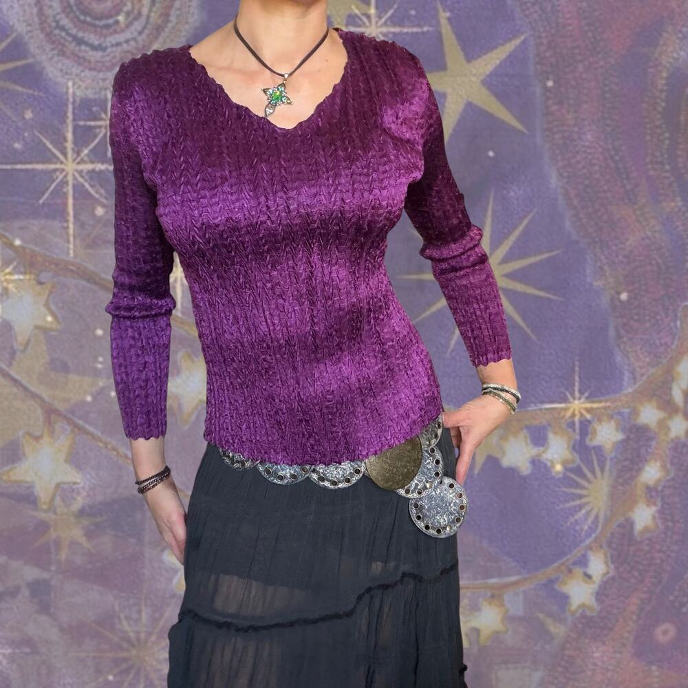 Y2K Pretty Angel Purple Crinkle Top Fairy Goth Whimsigoth - Picture 5 of 7